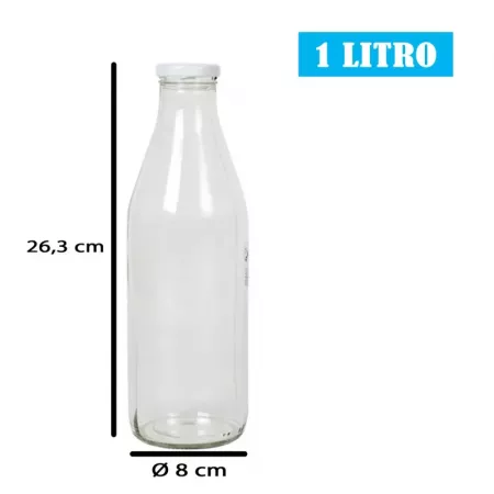 Botella de Cristal 1L Reutilizable con Tapa Blanca Hermética Botella de Cristal 1L Reutilizable con Tapa Blanca Hermética