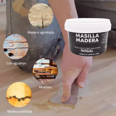 Masilla Madera Nogal 250g Rápida y Reforzada para Interior Masilla Madera Nogal 250g Rápida y Reforzada para Interior