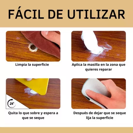 Masilla Madera Nogal 250g Rápida y Reforzada para Interior