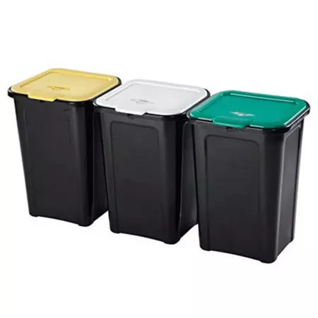 Pack Cubos Reciclaje 44L Negro con Tapas Colores ¡Oferta! Pack Cubos Reciclaje 44L Negro con Tapas Colores ¡Oferta!