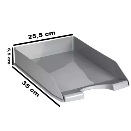 Bandeja apilable gris A4, plástico resistente 35x25 cm Bandeja apilable gris A4, plástico resistente 35x25 cm
