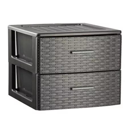 Cajonera Plástico Rattan 2 Cajones Gris Antracita Compacta Cajonera Plástico Rattan 2 Cajones Gris Antracita Compacta