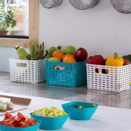 Cesta Organizadora Rattan 18L Blanca, Asas y BPA Free Cesta Organizadora Rattan 18L Blanca, Asas y BPA Free