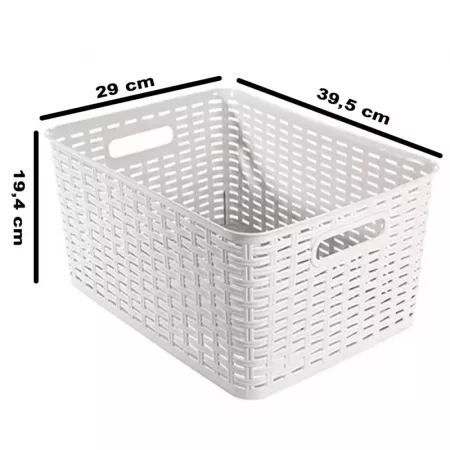 Cesta Organizadora Rattan 18L Blanca, Asas y BPA Free Cesta Organizadora Rattan 18L Blanca, Asas y BPA Free