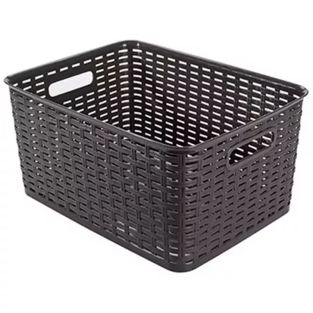 Cesta Organizadora Rattan 29L Marrón Wengué con Asas España Cesta Organizadora Rattan 29L Marrón Wengué con Asas España