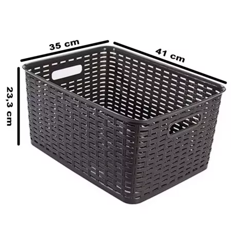 Cesta Organizadora Rattan 29L Marrón Wengué con Asas España Cesta Organizadora Rattan 29L Marrón Wengué con Asas España