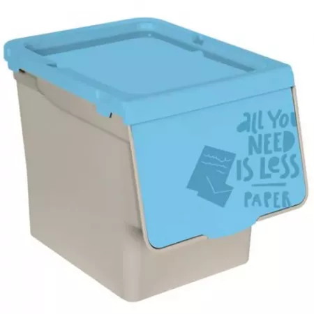 Contenedor Reciclaje Papel 27L Azul-Beige Apilable España Contenedor Reciclaje Papel 27L Azul-Beige Apilable España