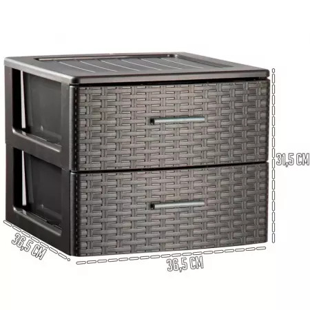 Cajonera Plástico Rattan 2 Cajones Gris Antracita Compacta Cajonera Plástico Rattan 2 Cajones Gris Antracita Compacta