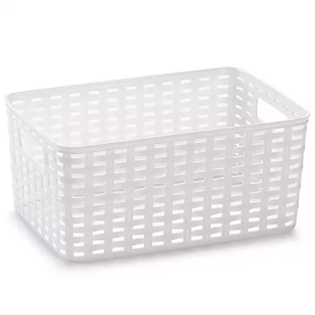 Cesta Organizadora Rattan Blanca 10L Resistente con Asas Cesta Organizadora Rattan Blanca 10L Resistente con Asas