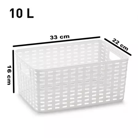 Cesta Organizadora Rattan Blanca 10L Resistente con Asas Cesta Organizadora Rattan Blanca 10L Resistente con Asas