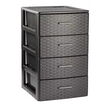 Cajonera Rattan 4 Cajones Gris, 61,5x36,5 cm, España Cajonera Rattan 4 Cajones Gris, 61,5x36,5 cm, España
