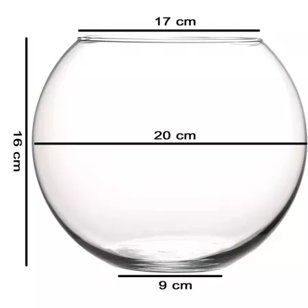 Pecera Redonda de Cristal 20x16 cm, Ideal para Mascotas Pecera Redonda de Cristal 20x16 cm, Ideal para Mascotas