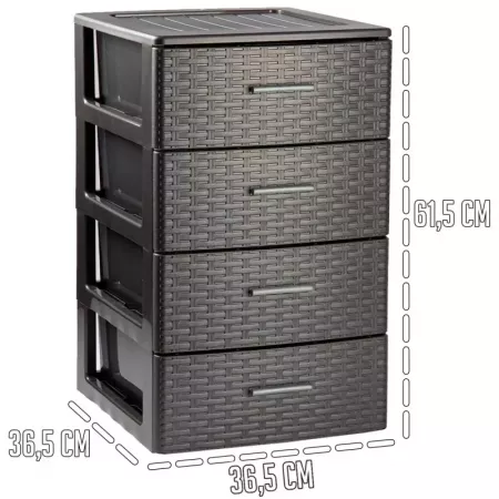 Cajonera Rattan 4 Cajones Gris, 61,5x36,5 cm, España Cajonera Rattan 4 Cajones Gris, 61,5x36,5 cm, España
