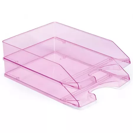 Bandeja apilable A4 fucsia transparente, 35x25,5 cm España Bandeja apilable A4 fucsia transparente, 35x25,5 cm España
