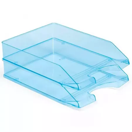 Bandeja Apilable A4 Azul Transparente | Plástico Resistente Española Bandeja Apilable A4 Azul Transparente | Plástico Resistente Española