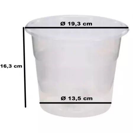 Maceta transparente redonda 19,3x16,3 cm con drenaje resistente Maceta transparente redonda 19,3x16,3 cm con drenaje resistente