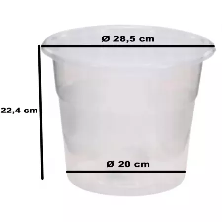 Maceta redonda transparente 28,5 cm con drenaje opcional Maceta redonda transparente 28,5 cm con drenaje opcional