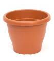 Maceta de plástico redonda marrón, 48,5 cm, 46 litros, modelo Mediterránea para plantas y flores con orificios inferiores, recipiente, macetero, jardín exterior, terraza, balcón e interior del hogar