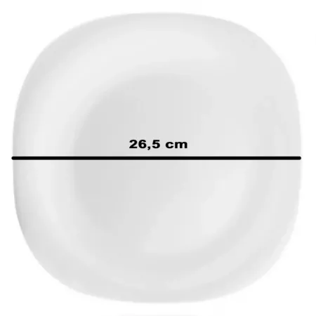 Plato Llano Blanco 26x26 cm Vidrio Opal Resistente Fácil Uso Plato Llano Blanco 26x26 cm Vidrio Opal Resistente Fácil Uso