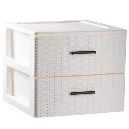 Cajonera Rattan 2 Cajones Blanco Roto: Ideal Baño y Dormitorio Cajonera Rattan 2 Cajones Blanco Roto: Ideal Baño y Dormitorio