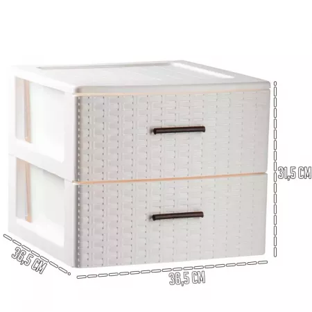 Cajonera Rattan 2 Cajones Blanco Roto: Ideal Baño y Dormitorio Cajonera Rattan 2 Cajones Blanco Roto: Ideal Baño y Dormitorio