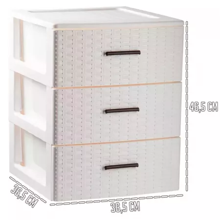 Cajonera Rin Rattan 3 cajones Blanco Roto, compacta y resistente Cajonera Rin Rattan 3 cajones Blanco Roto, compacta y resistente