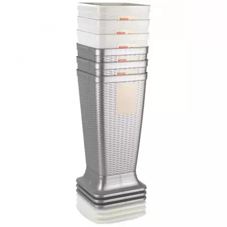 Paragüero Rattan Resistente 51,5x26 cm Blanco o Plateado Paragüero Rattan Resistente 51,5x26 cm Blanco o Plateado