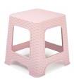 Tradineur - Taburete de plástico Rattan, imitación de mimbre, banqueta multiusos, cocina, salón, fabricado en España (Rosa palo - 33 x 32,5 x 32,5 cm)
