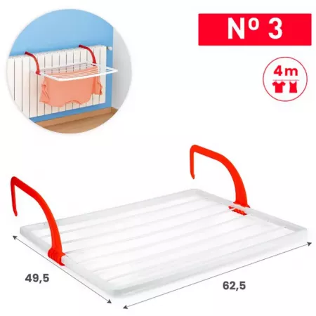 Tendedero Plegable 4m Blanco y Rojo para Radiador y Balcón Tendedero Plegable 4m Blanco y Rojo para Radiador y Balcón