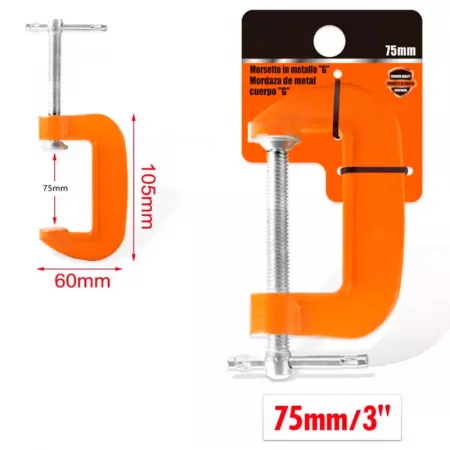 Abrazadera de Hierro 75 mm resistente y duradera para madera Abrazadera de Hierro 75 mm resistente y duradera para madera
