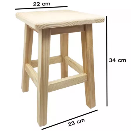 Taburete madera natural 34 cm, estable y decorativo Taburete madera natural 34 cm, estable y decorativo