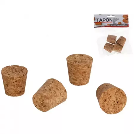 Pack 4 Tapones Corcho Cónicos Seguros para Garrafas y Frascos Pack 4 Tapones Corcho Cónicos Seguros para Garrafas y Frascos