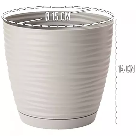 Maceta Sahara Ø15 cm con Plato Drenaje, Plástico Resistente Maceta Sahara Ø15 cm con Plato Drenaje, Plástico Resistente