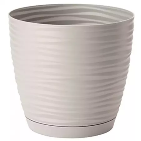 Maceta Sahara 23 cm con plato y drenaje, plástico resistente Maceta Sahara 23 cm con plato y drenaje, plástico resistente