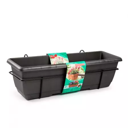 Jardinera 12L con Soporte y Riego Integrado Gris Antracita Jardinera 12L con Soporte y Riego Integrado Gris Antracita