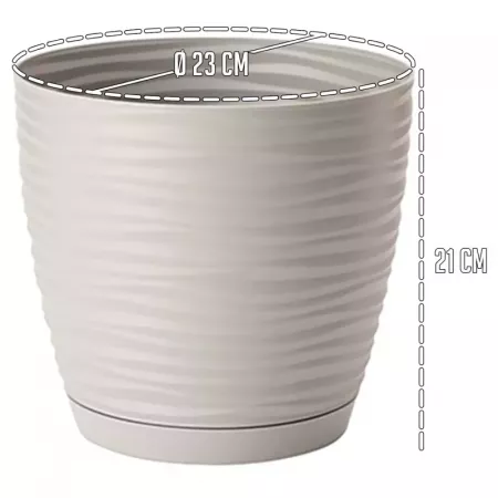 Maceta Sahara 23 cm con plato y drenaje, plástico resistente Maceta Sahara 23 cm con plato y drenaje, plástico resistente