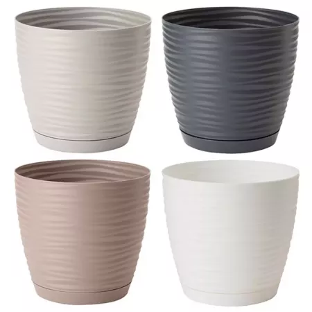 Maceta Sahara 23 cm con plato y drenaje, plástico resistente Maceta Sahara 23 cm con plato y drenaje, plástico resistente