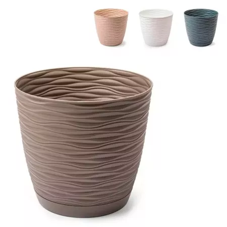 Maceta Wind 15x14 cm con Plato y Drenaje, Plástico Resistente Maceta Wind 15x14 cm con Plato y Drenaje, Plástico Resistente