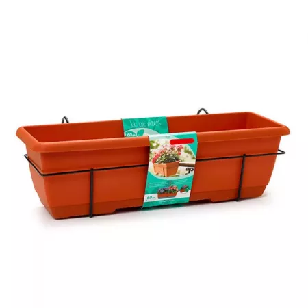Jardinera con Soporte para Balcón 12L Gris Antracita y Marrón Jardinera con Soporte para Balcón 12L Gris Antracita y Marrón
