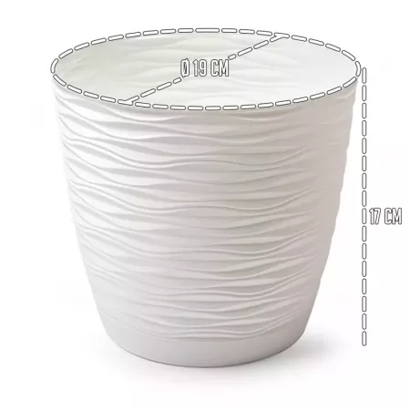 Maceta Wind Blanco Roto Ø19x17 cm con Plato y Drenaje Maceta Wind Blanco Roto Ø19x17 cm con Plato y Drenaje