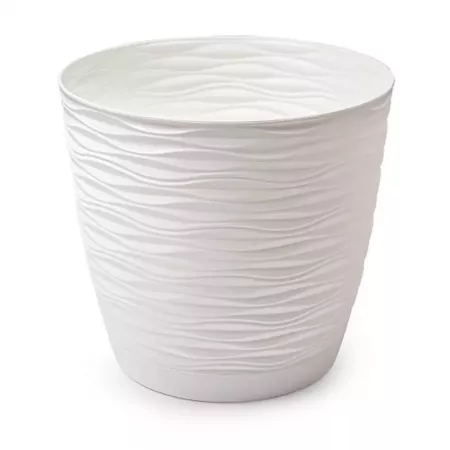 Maceta Wind Blanco Roto 23 cm con Plato y Drenaje Duradero Maceta Wind Blanco Roto 23 cm con Plato y Drenaje Duradero