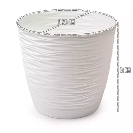 Maceta Wind Blanco Roto 23 cm con Plato y Drenaje Duradero Maceta Wind Blanco Roto 23 cm con Plato y Drenaje Duradero