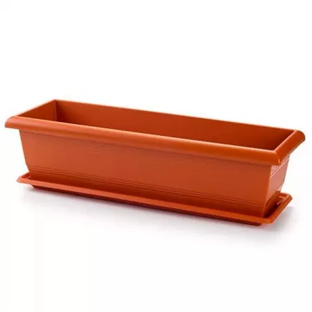 Jardinera rectangular marrón 26L con drenaje resistente Jardinera rectangular marrón 26L con drenaje resistente