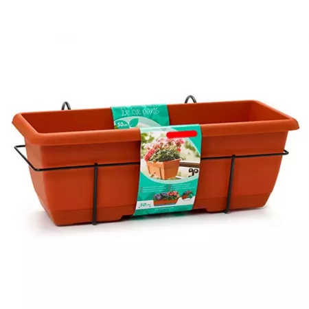 Jardinera 10L Marrón con Soporte para Barandillas hasta 6 cm Jardinera 10L Marrón con Soporte para Barandillas hasta 6 cm