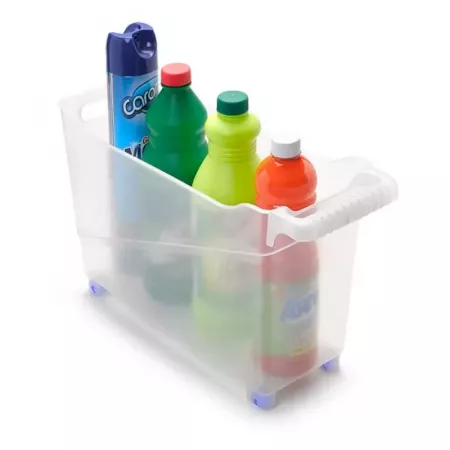 Cesta Plástica con Ruedas y Asa Transparente, Ligera y Resistente Cesta Plástica con Ruedas y Asa Transparente, Ligera y Resistente
