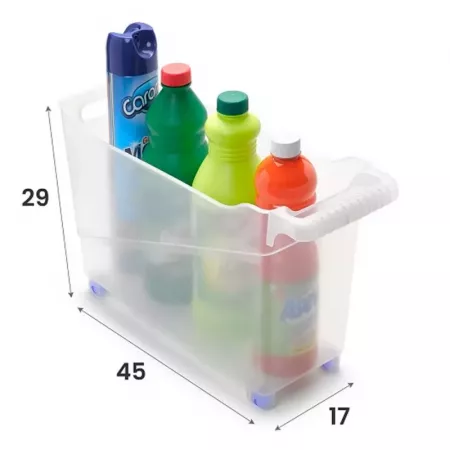 Cesta Plástica con Ruedas y Asa Transparente, Ligera y Resistente Cesta Plástica con Ruedas y Asa Transparente, Ligera y Resistente