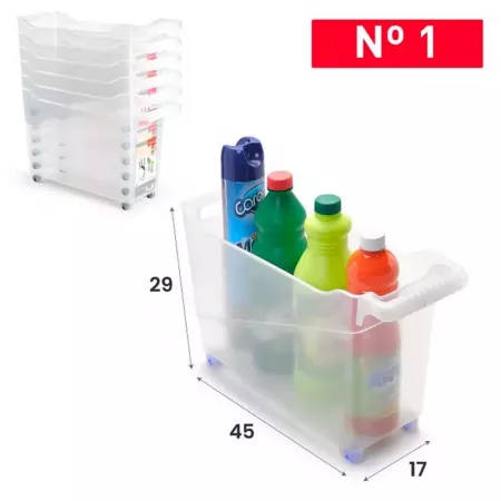 Cesta Plástica con Ruedas y Asa Transparente, Ligera y Resistente Cesta Plástica con Ruedas y Asa Transparente, Ligera y Resistente