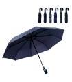 Tradineur - Paraguas plegable de caballero, poliéster, mango curvo de goma, abrir/cerrar automático, antiviento, 8 varillas de fibra, ligero y resistente, 103 x 65 cm, diseño surtido