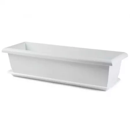 Jardinera rectangular blanca 26L con drenaje, interior y exterior Jardinera rectangular blanca 26L con drenaje, interior y exterior