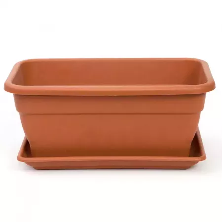 Jardinera rectangular 20L con drenaje - Blanco o Marrón Jardinera rectangular 20L con drenaje - Blanco o Marrón